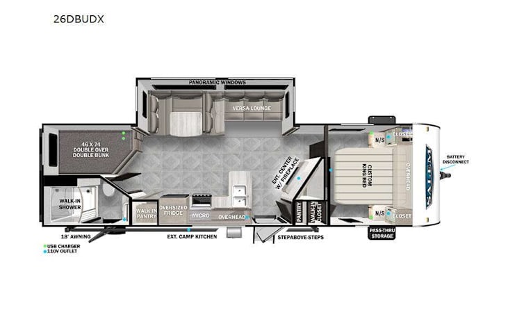 Representative floor plan provided by a trusted RVshare partner.
