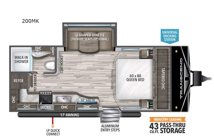 Representative floor plan provided by a trusted RVshare partner.