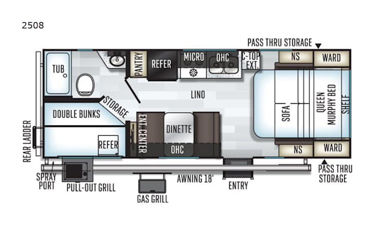 Representative floor plan provided by a trusted RVshare partner.
