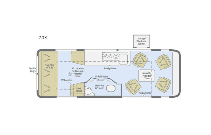Representative floor plan provided by a trusted RVshare partner.