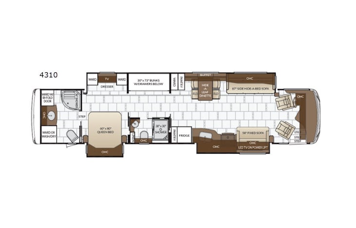 Representative floor plan provided by a trusted RVshare partner.