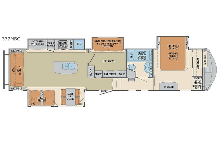 Representative floor plan provided by a trusted RVshare partner.