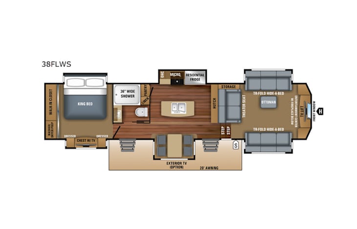 Representative floor plan provided by a trusted RVshare partner.