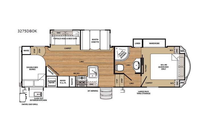 Representative floor plan provided by a trusted RVshare partner.