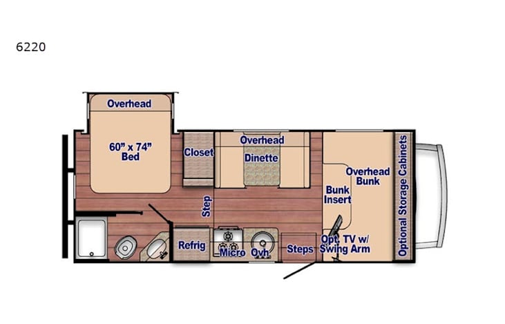 Representative floor plan provided by a trusted RVshare partner.