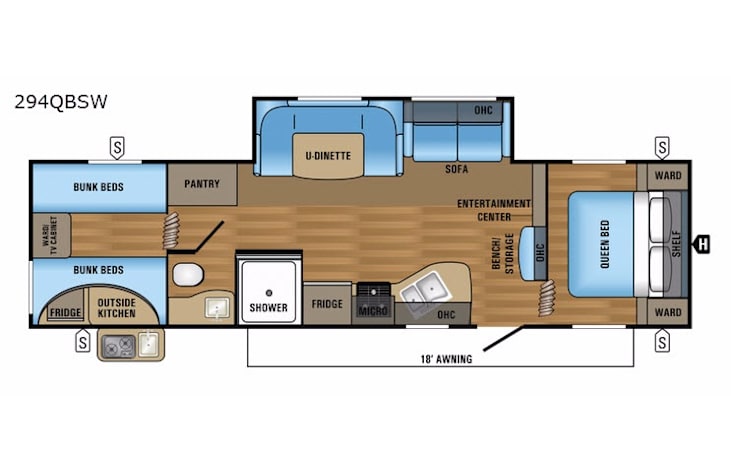 Representative floor plan provided by a trusted RVshare partner.