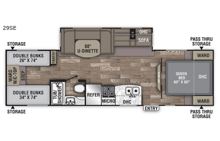 Representative floor plan provided by a trusted RVshare partner.