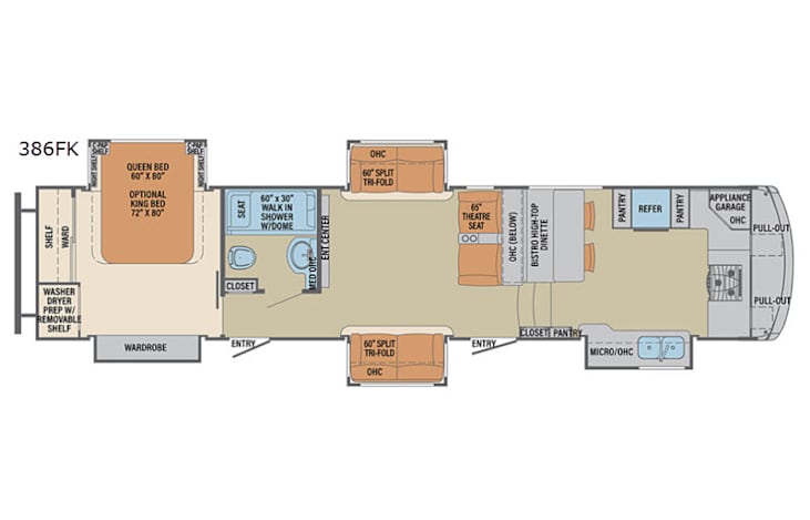Representative floor plan provided by a trusted RVshare partner.