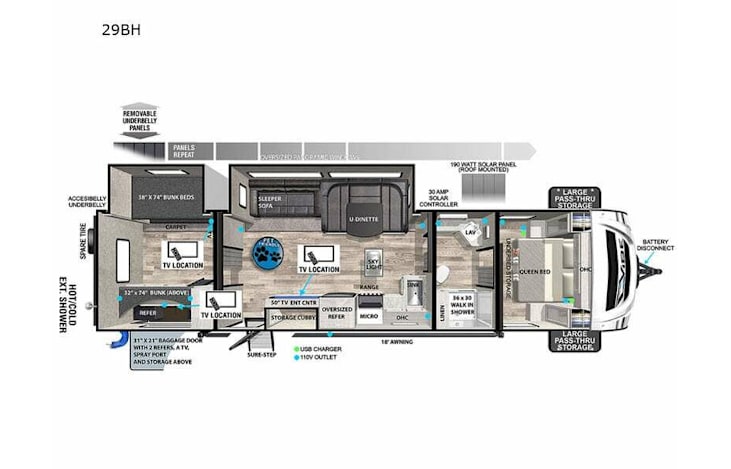 Representative floor plan provided by a trusted RVshare partner.