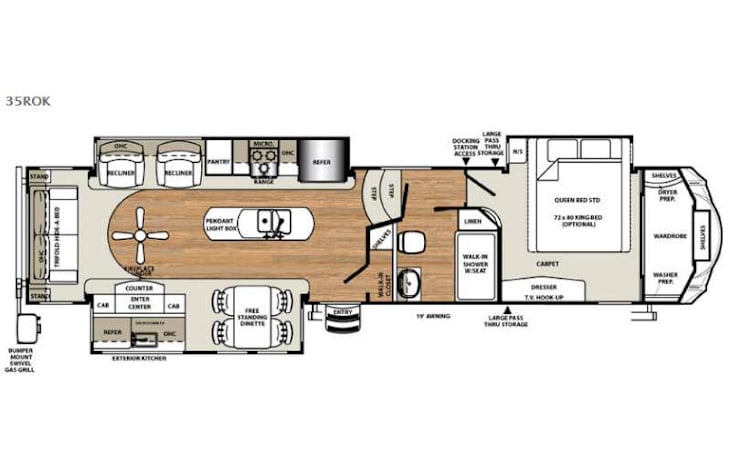 Representative floor plan provided by a trusted RVshare partner.