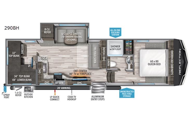 Representative floor plan provided by a trusted RVshare partner.