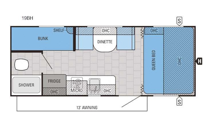 Representative floor plan provided by a trusted RVshare partner.