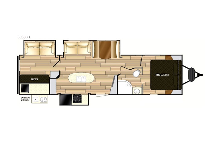 Representative floor plan provided by a trusted RVshare partner.