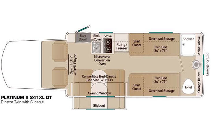Representative floor plan provided by a trusted RVshare partner.