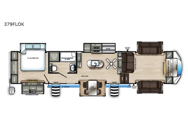 Representative floor plan provided by a trusted RVshare partner.