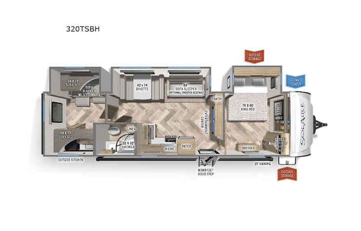 Representative floor plan provided by a trusted RVshare partner.