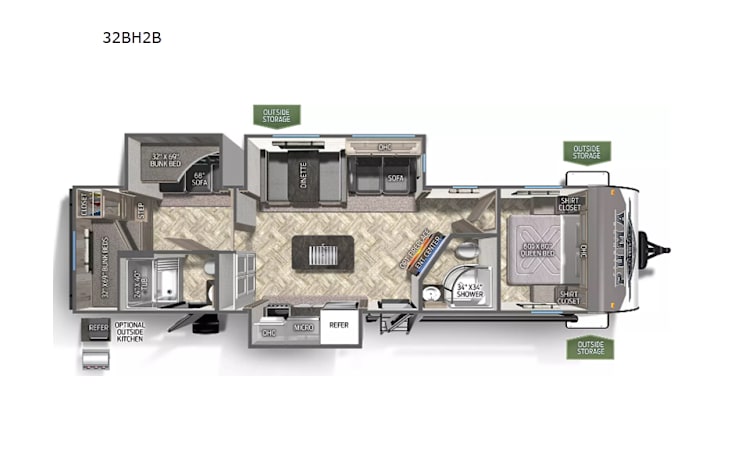 Representative floor plan provided by a trusted RVshare partner.