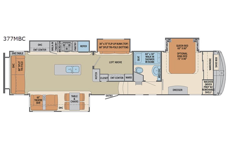 Representative floor plan provided by a trusted RVshare partner.