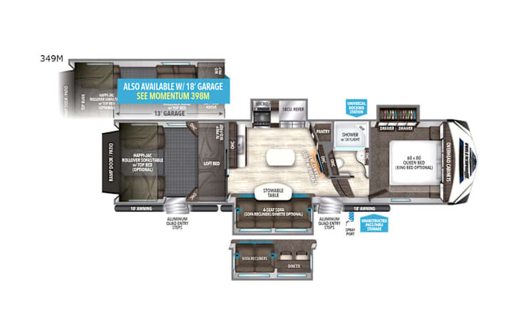 Representative floor plan provided by a trusted RVshare partner.