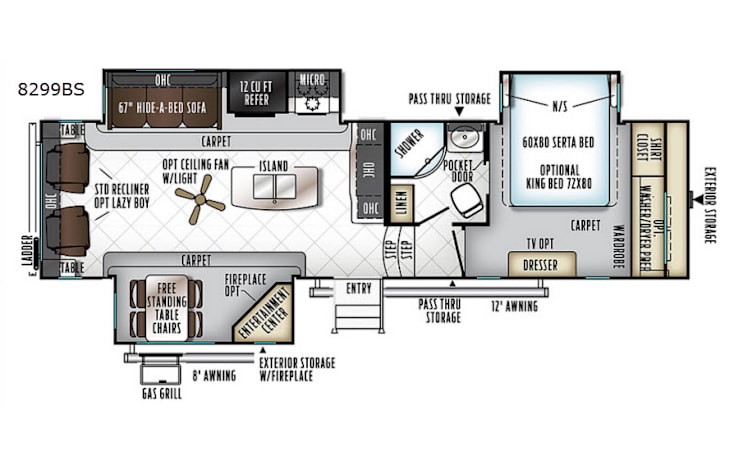 Representative floor plan provided by a trusted RVshare partner.