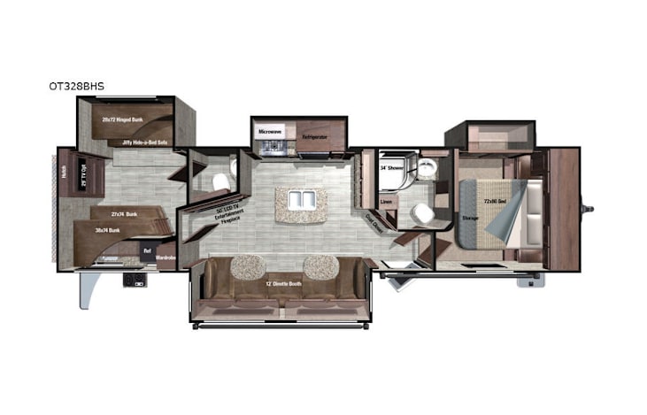 Representative floor plan provided by a trusted RVshare partner.