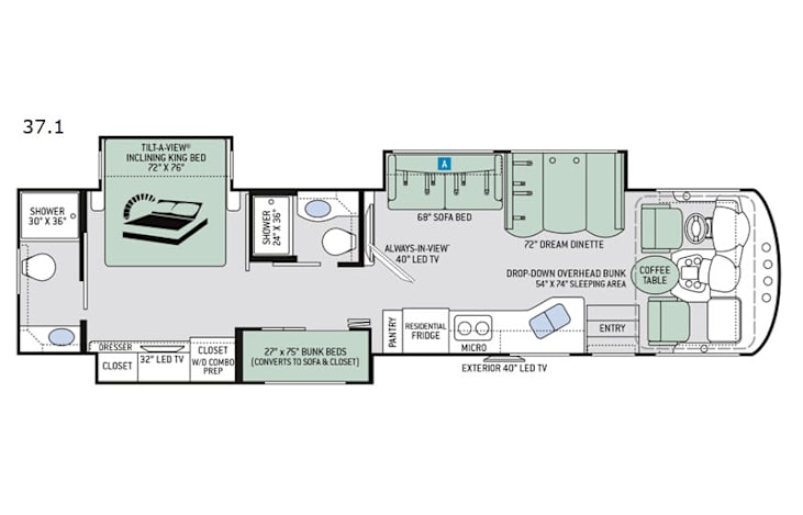 Representative floor plan provided by a trusted RVshare partner.