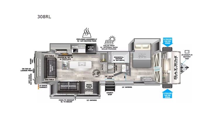 Representative floor plan provided by a trusted RVshare partner.