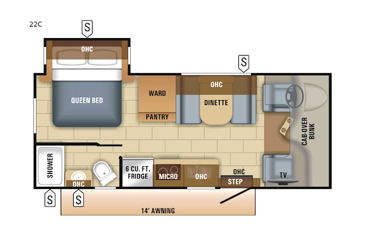 Representative floor plan provided by a trusted RVshare partner.
