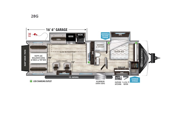 Representative floor plan provided by a trusted RVshare partner.