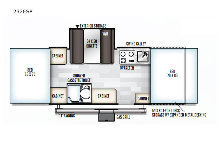 Representative floor plan provided by a trusted RVshare partner.