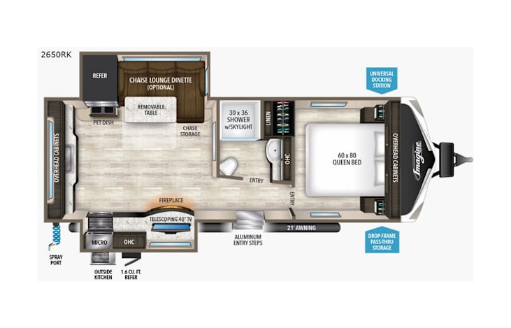 Representative floor plan provided by a trusted RVshare partner.
