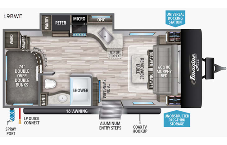 Representative floor plan provided by a trusted RVshare partner.