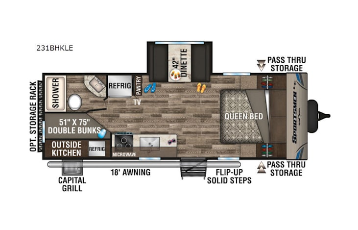 Representative floor plan provided by a trusted RVshare partner.