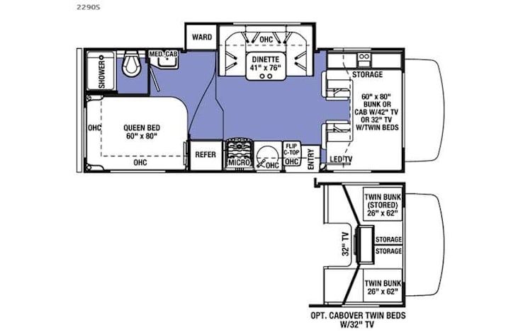 Representative floor plan provided by a trusted RVshare partner.