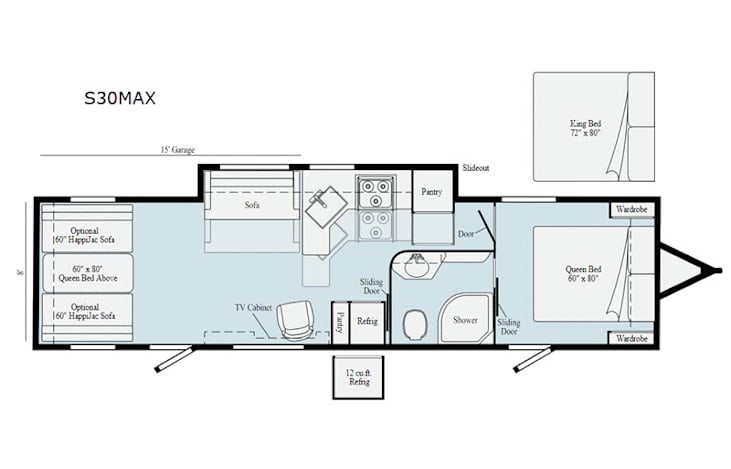 Representative floor plan provided by a trusted RVshare partner.