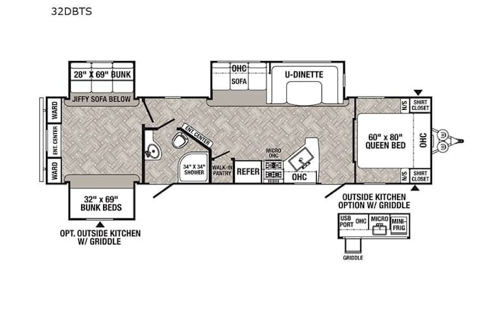 Representative floor plan provided by a trusted RVshare partner.