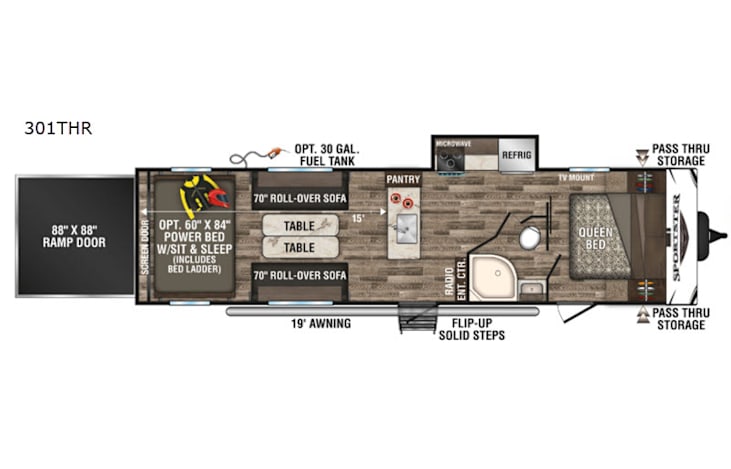 Representative floor plan provided by a trusted RVshare partner.