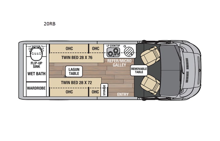 Representative floor plan provided by a trusted RVshare partner.