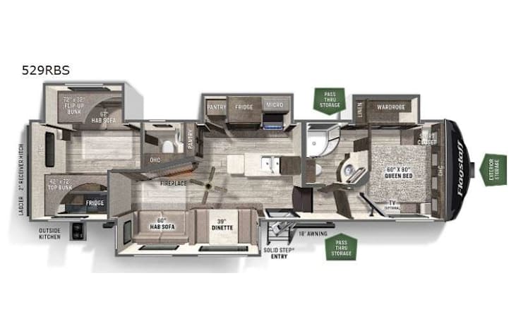 Representative floor plan provided by a trusted RVshare partner.