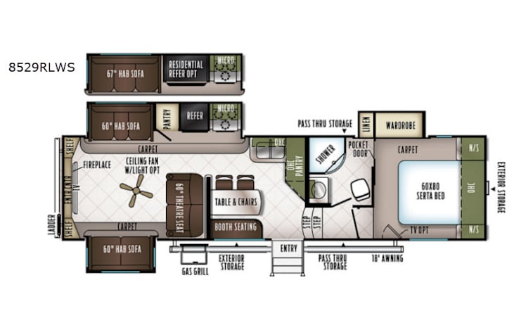 Representative floor plan provided by a trusted RVshare partner.