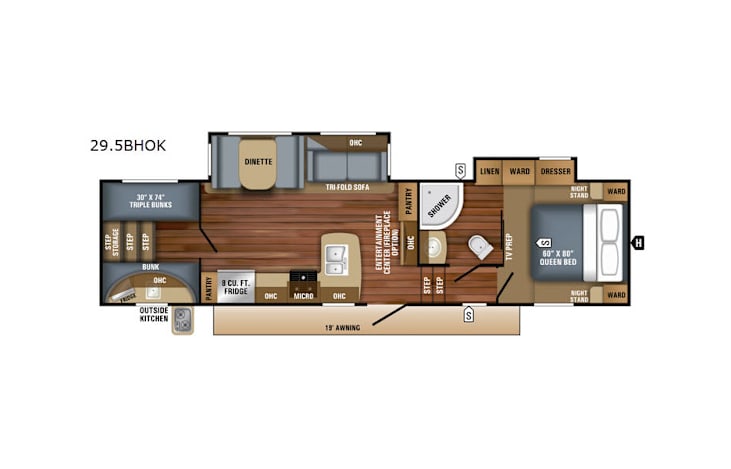 Representative floor plan provided by a trusted RVshare partner.