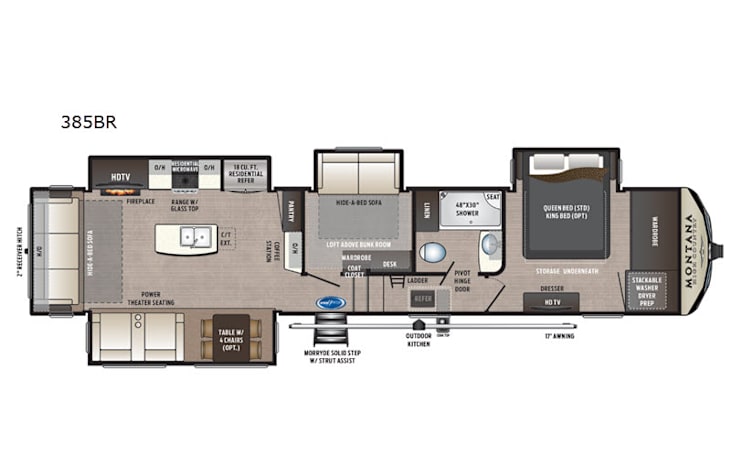 Representative floor plan provided by a trusted RVshare partner.