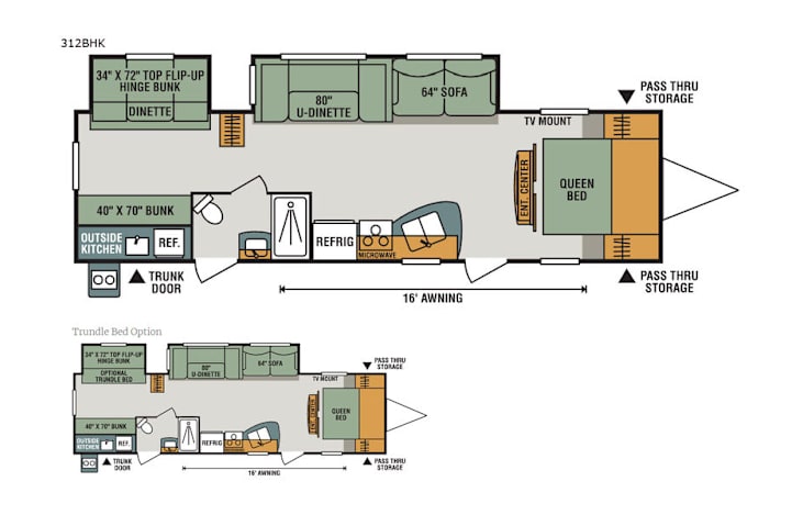 Representative floor plan provided by a trusted RVshare partner.