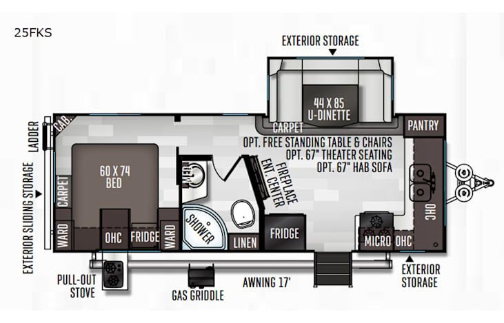Representative floor plan provided by a trusted RVshare partner.