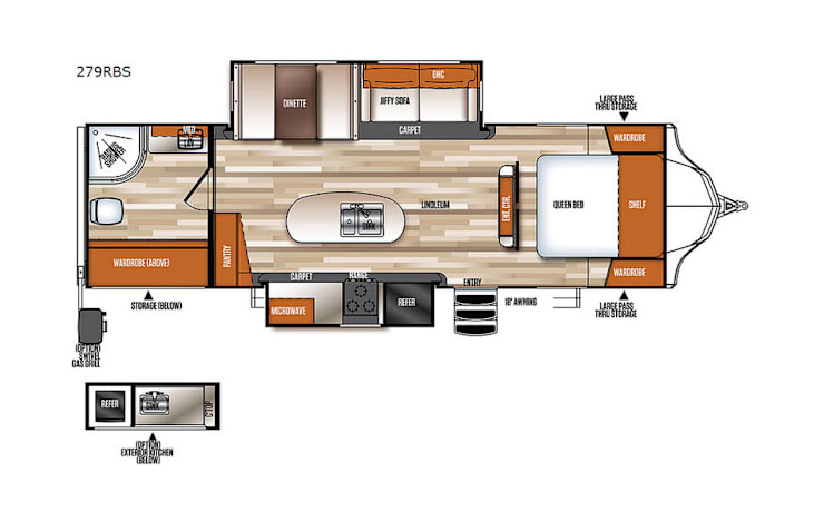 Representative floor plan provided by a trusted RVshare partner.