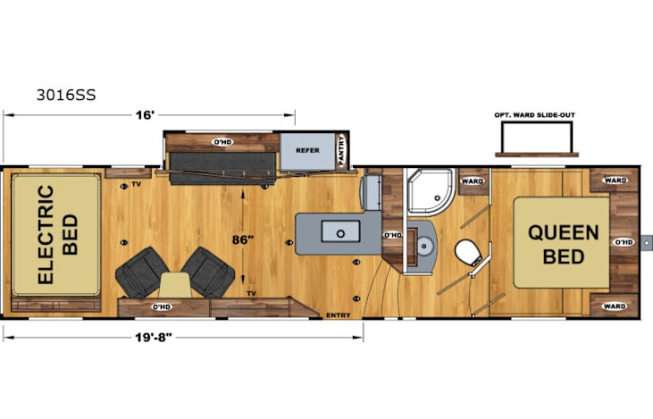 Representative floor plan provided by a trusted RVshare partner.