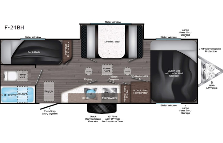 Representative floor plan provided by a trusted RVshare partner.