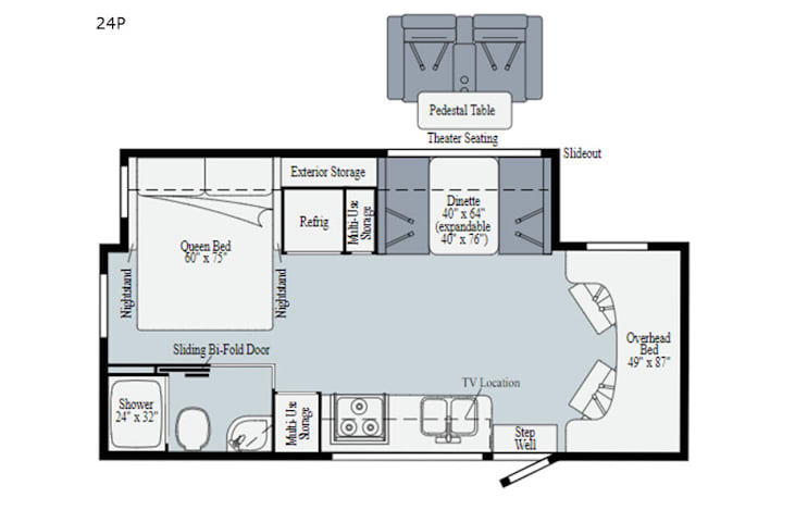 Representative floor plan provided by a trusted RVshare partner.