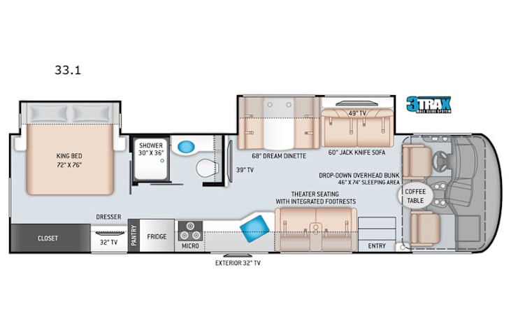 Representative floor plan provided by a trusted RVshare partner.