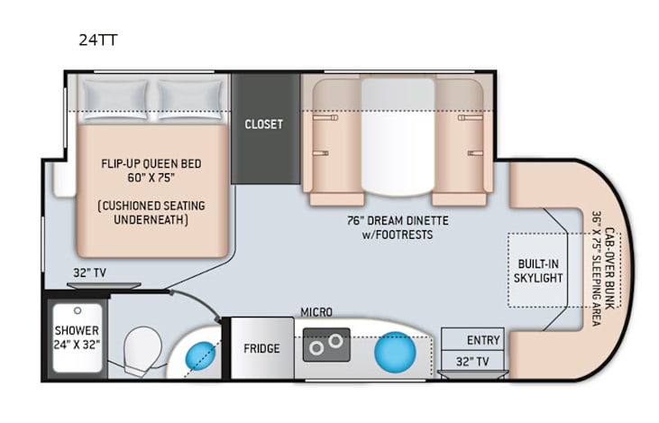 Representative floor plan provided by a trusted RVshare partner.